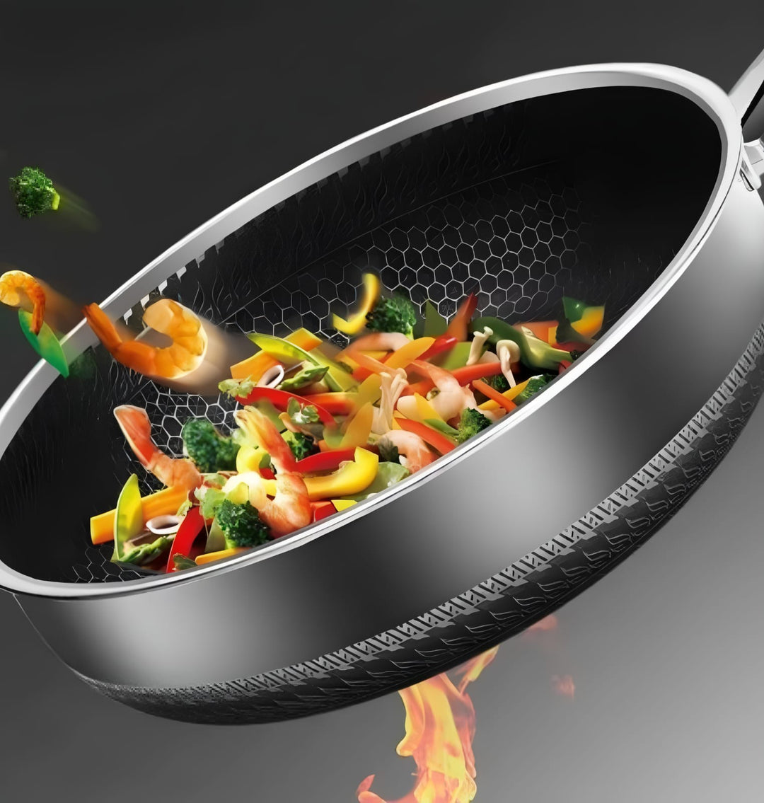 Stainless Steel Honeycomb Non - Stick Wok - Stir - Fry Cookware - Lexians