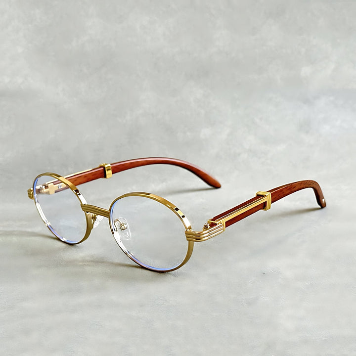 Luxury metal frame round gold sunglasses providing essential UV400 eye protection.