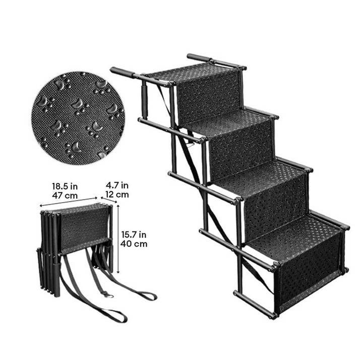 Travel Portable Foldable 4 - Step Non - Slip Dog Stairs - Lexians
