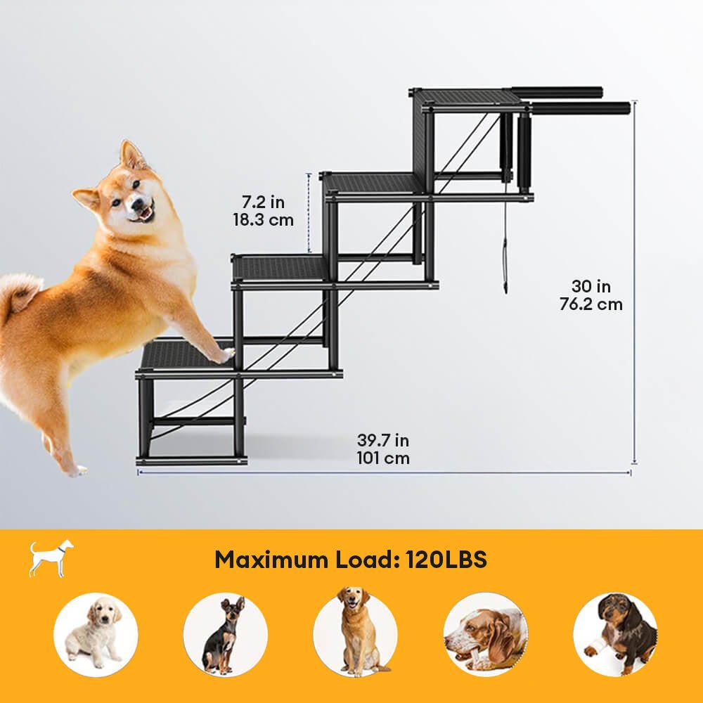 Travel Portable Foldable 4 - Step Non - Slip Dog Stairs - Lexians