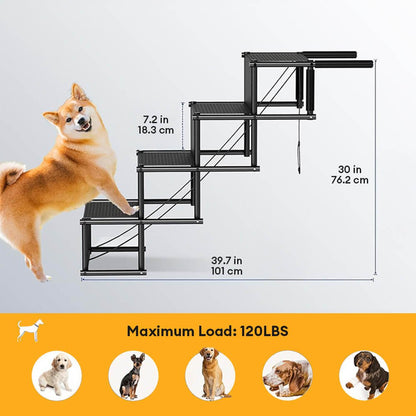 Travel Portable Foldable 4 - Step Non - Slip Dog Stairs - Lexians