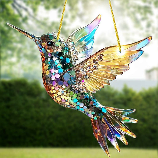 Unique Multicolor Hummingbird Glass Suncatcher - Lexians