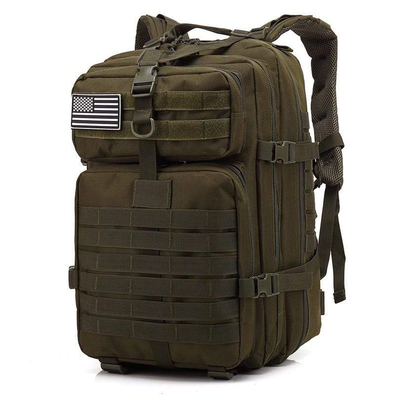Unisex 45L MOLLE system backpack, open with spacious interior, perfect for camping gear
