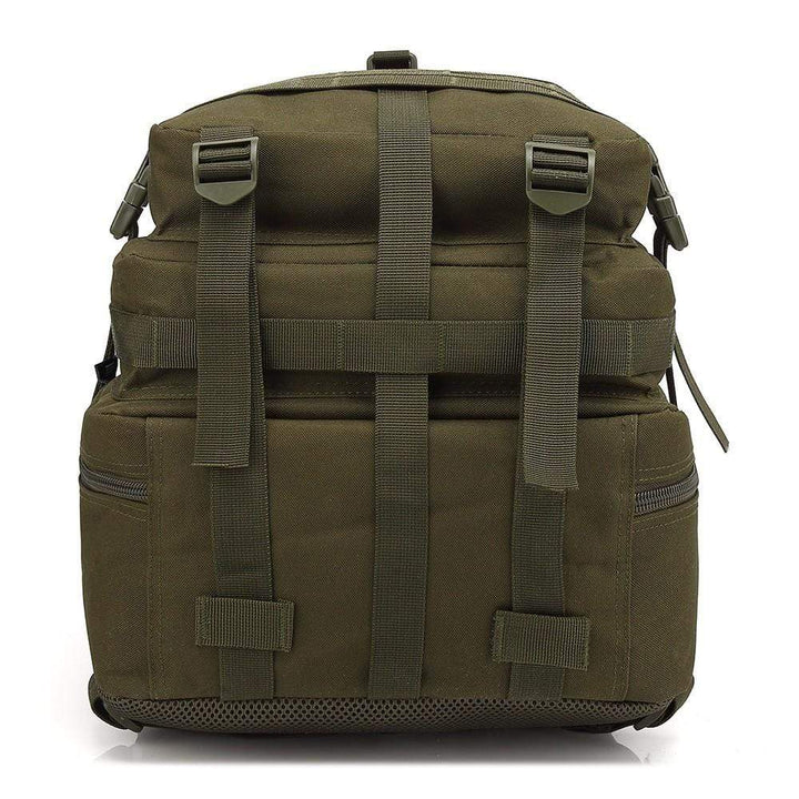 Water-resistant nylon 45L tactical backpack, designed for outdoor adventures and extended travel