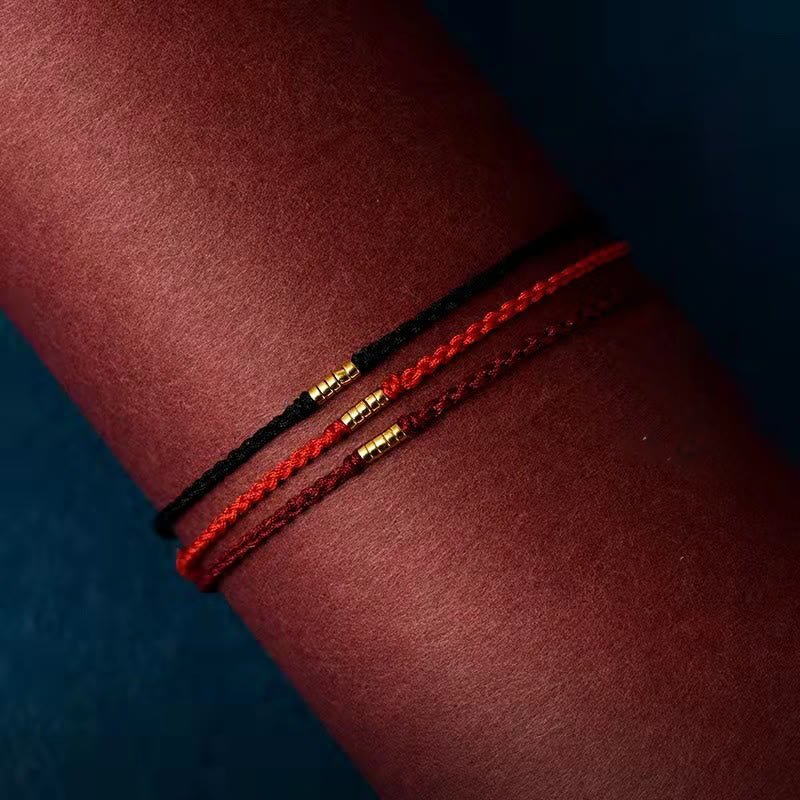 Unisex 925 Sterling Silver Lucky Red Braided Bracelet Anklet - Lexians
