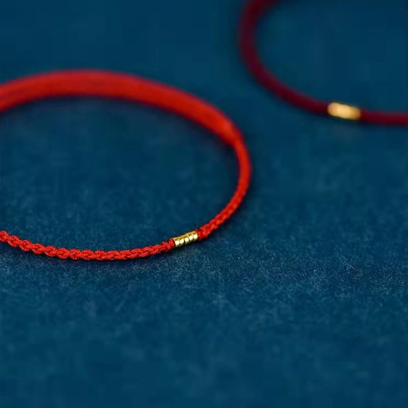 Unisex 925 Sterling Silver Lucky Red Braided Bracelet Anklet - Lexians