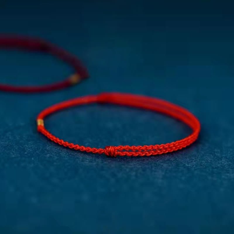 Unisex 925 Sterling Silver Lucky Red Braided Bracelet Anklet - Lexians