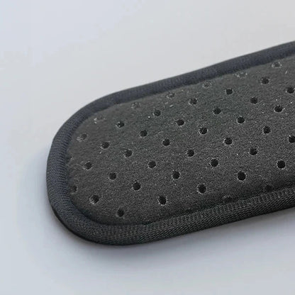 Unisex adjustable night splint for plantar fasciitis relief, black breathable neoprene, metal bands, ergonomic design.
