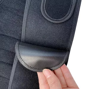 "Unisex adjustable posture corrector with breathable fabric, featuring full upper body support and ergonomic Velcro fit."