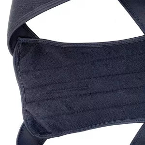 "Unisex adjustable posture corrector with breathable fabric, featuring full upper body support and ergonomic Velcro fit."