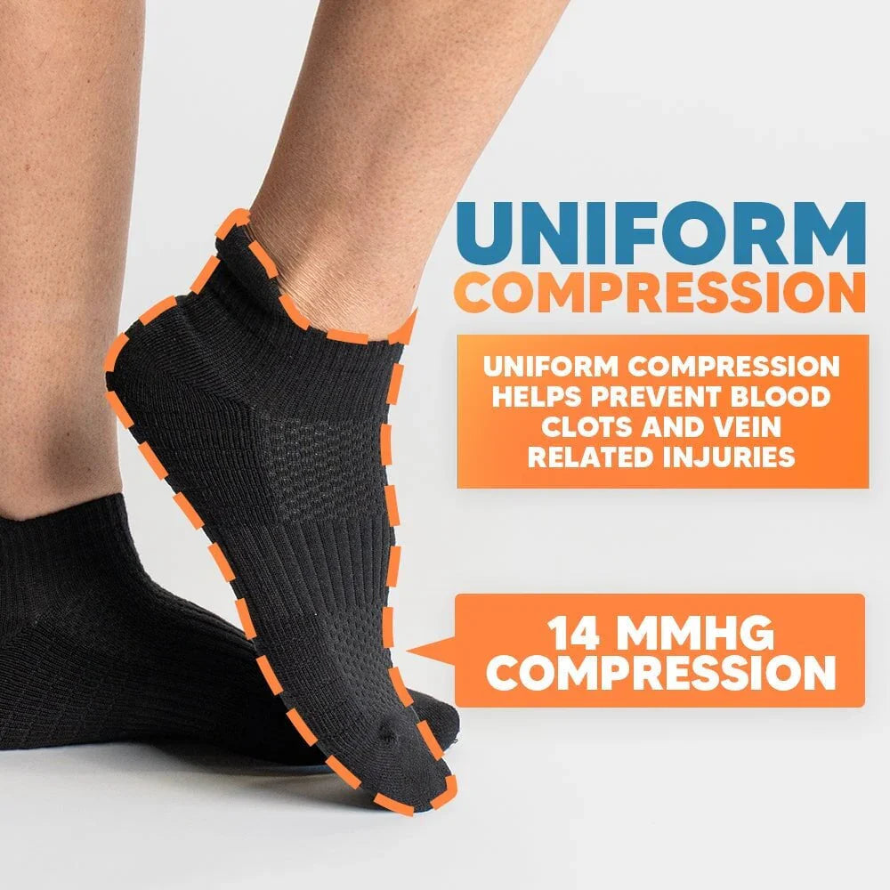 Unisex ankle compression socks in assorted colors, highlighting choice for varied styles