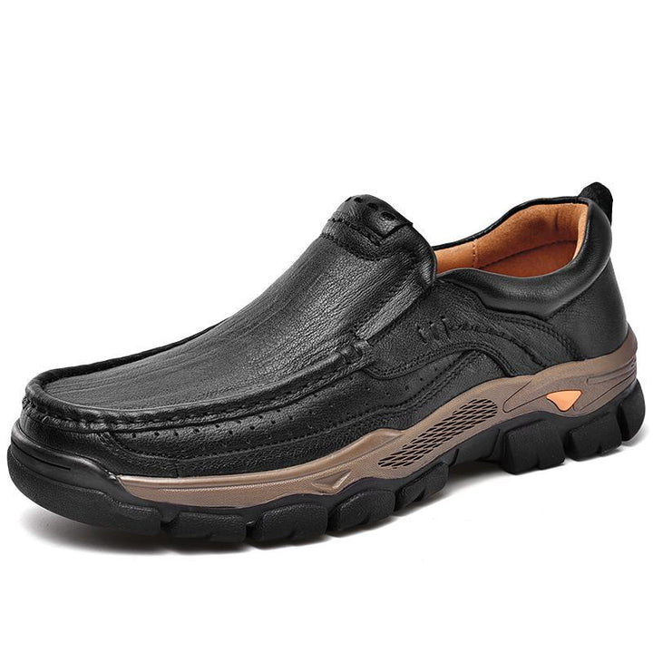 Model wearing unisex orthopedic arch support boots, showcasing their casual style and transition footwear design