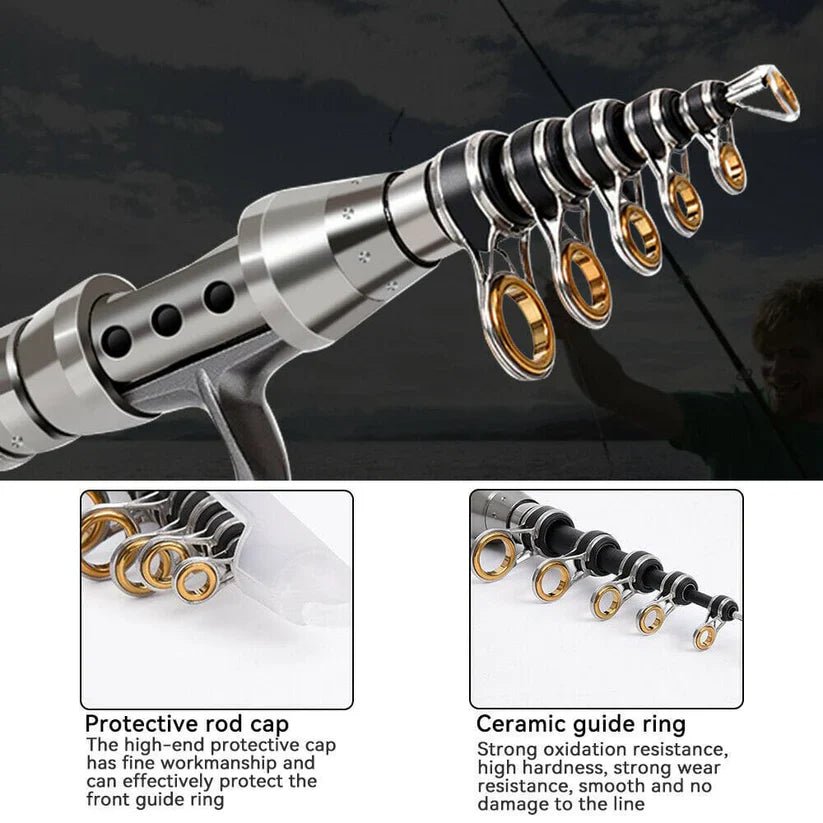 Unisex Carbon Fiber Telescopic Fishing Rod Combo with Reel - Lexians