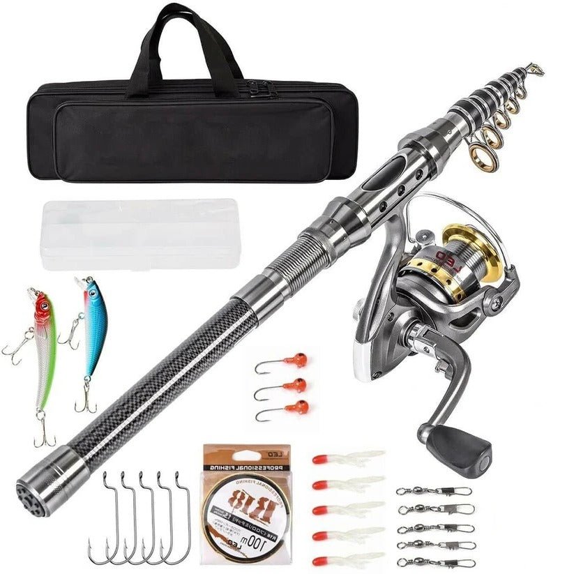 Unisex Carbon Fiber Telescopic Fishing Rod Combo with Reel - Lexians