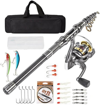 Unisex Carbon Fiber Telescopic Fishing Rod Combo with Reel - Lexians