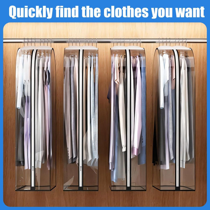 Keep clothes neat & protected with these 6 clear PEVA garment covers. Perfect wardrobe solution.