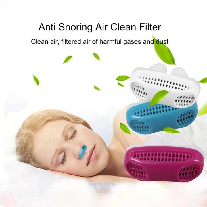 "Unisex compact anti-snoring micro-CPAP accessory, white and blue, featuring a sleek, portable design for comfortable sleep a
