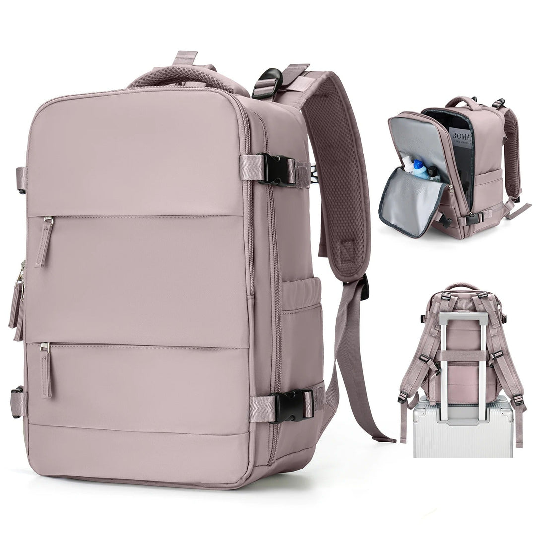 Stylish unisex travel backpack worn, perfect for daily commute, weekend getaways, or as a laptop bag.