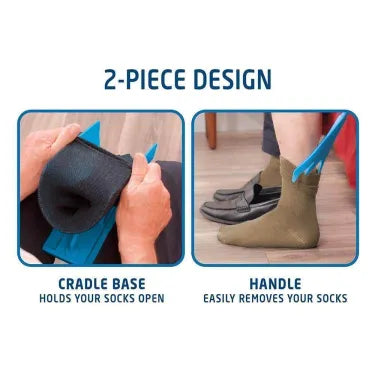 "Unisex Compression Sock Aid Kit, compact cradle and handle, simplifies wearing compression socks, ideal for mobility aid."