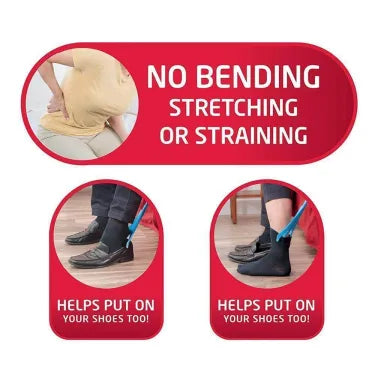 "Unisex Compression Sock Aid Kit, compact cradle and handle, simplifies wearing compression socks, ideal for mobility aid."