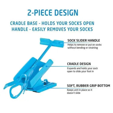 "Unisex Compression Sock Aid Kit, compact cradle and handle, simplifies wearing compression socks, ideal for mobility aid."