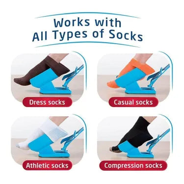 "Unisex Compression Sock Aid Kit, compact cradle and handle, simplifies wearing compression socks, ideal for mobility aid."