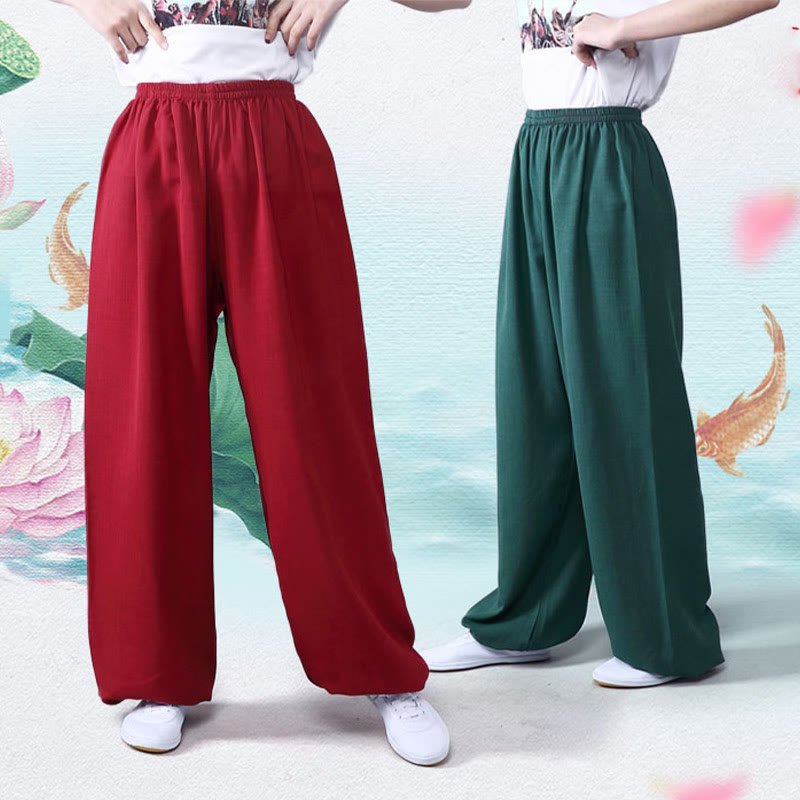 Unisex Cotton Linen Tai Chi & Yoga Pants for Summer Comfort - Lexians