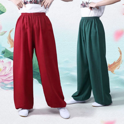 Unisex Cotton Linen Tai Chi & Yoga Pants for Summer Comfort - Lexians