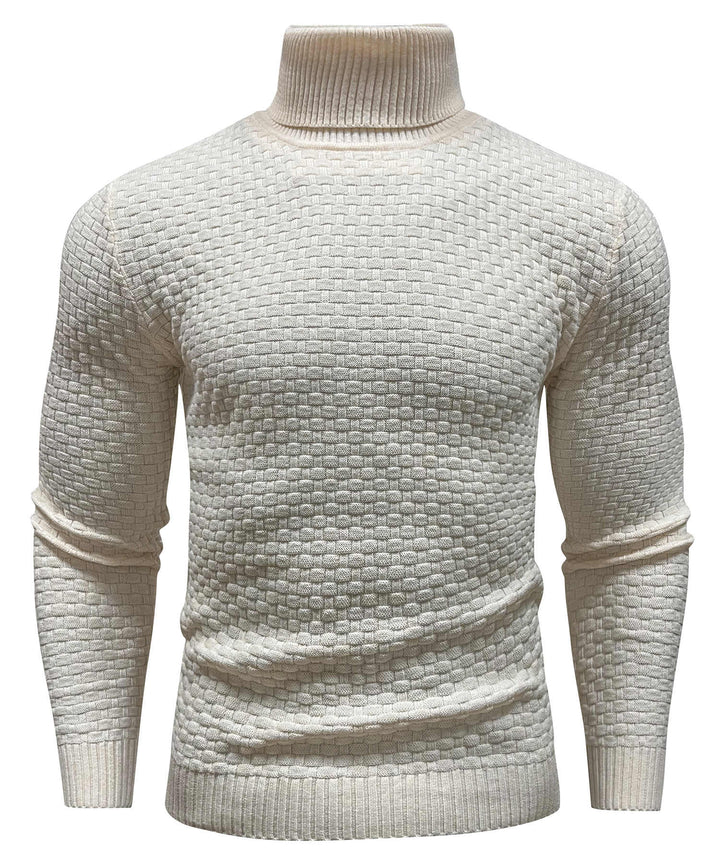 Unisex cozy turtleneck sweater in a vibrant burgundy, offering a stylish and warm layered top option.