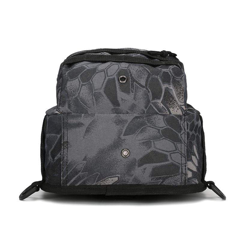 Group of Easy Day Tactical Backpacks: black, green, and camo, showcasing color options for travel.