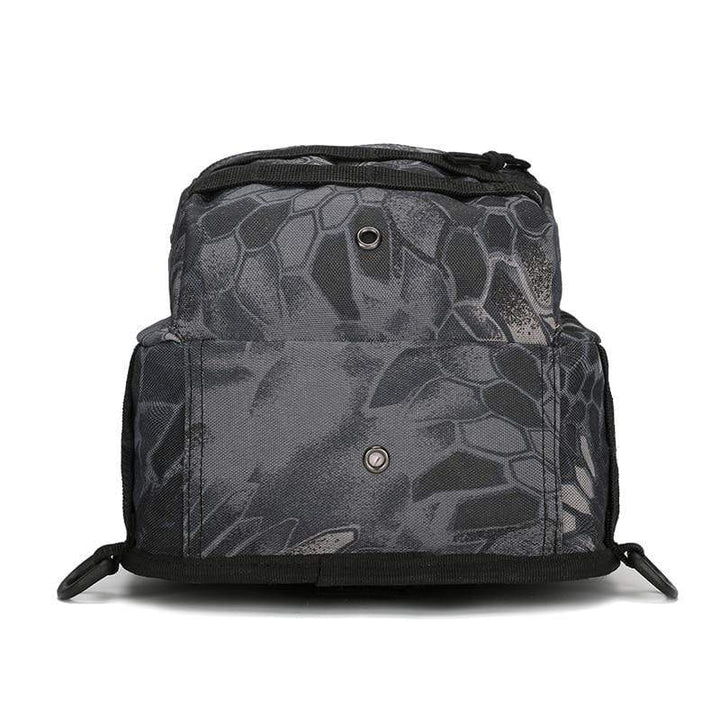 Group of Easy Day Tactical Backpacks: black, green, and camo, showcasing color options for travel.