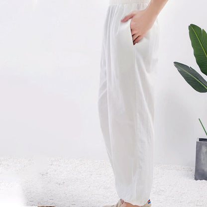 Unisex Elastic Waist Tai Chi Qigong Pants with Pockets - Lexians