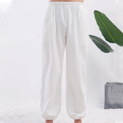 Unisex Elastic Waist Tai Chi Qigong Pants with Pockets - Lexians