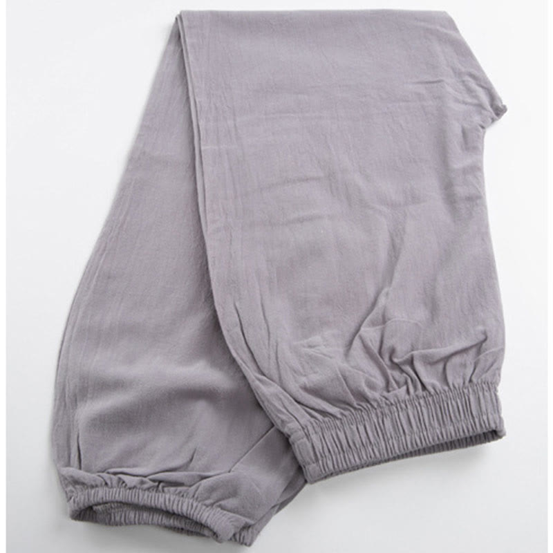 Unisex Elastic Waist Tai Chi Qigong Pants with Pockets - Lexians