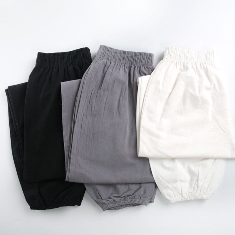 Unisex Elastic Waist Tai Chi Qigong Pants with Pockets - Lexians