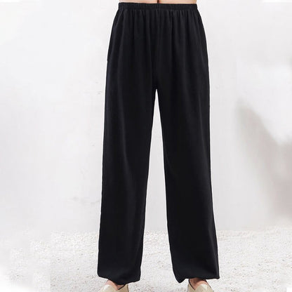 Unisex Elastic Waist Tai Chi Qigong Pants with Pockets - Lexians