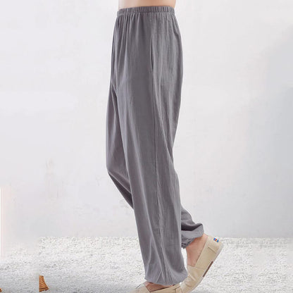 Unisex Elastic Waist Tai Chi Qigong Pants with Pockets - Lexians