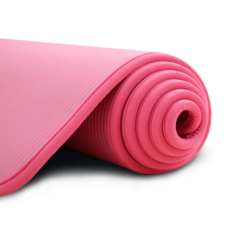 Textured anti-slip surface on a thick yoga mat. Perfect for secure, comfortable yoga, pilates, and fitness exercises.