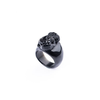 Unisex FengShui PiXiu Black Obsidian Strength Ring - Lexians