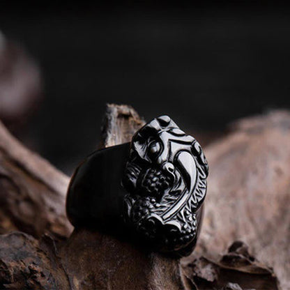 Unisex FengShui PiXiu Black Obsidian Strength Ring - Lexians