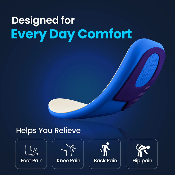 Close-up of a heavy-duty gel orthotic insole, highlighting the ergonomic design for enhanced foot comfort.