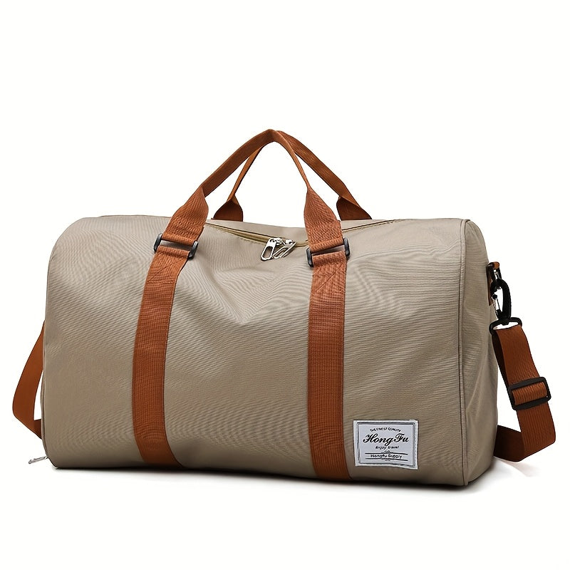 Unisex fashion accessory: brown Oxford lightweight duffle bag with sturdy handles, for travel