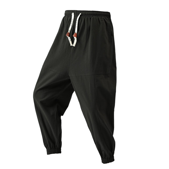 Unisex loose fit harem pants in breathable cotton linen, perfect for comfortable loungewear and casual daily wear.