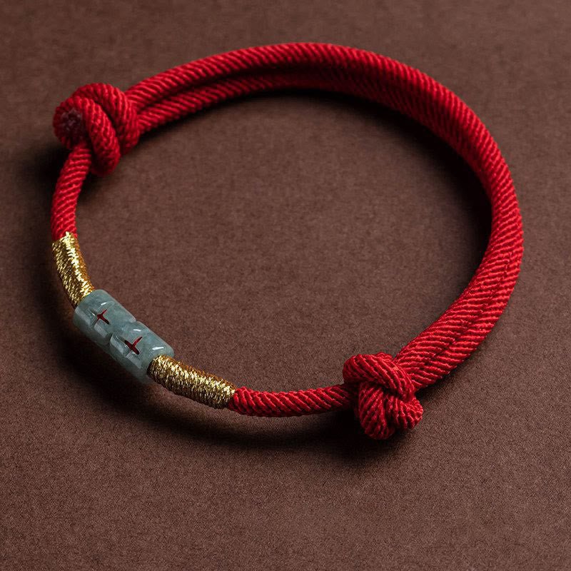 Unisex Luck Jade Red String Rope Bracelet - Lexians