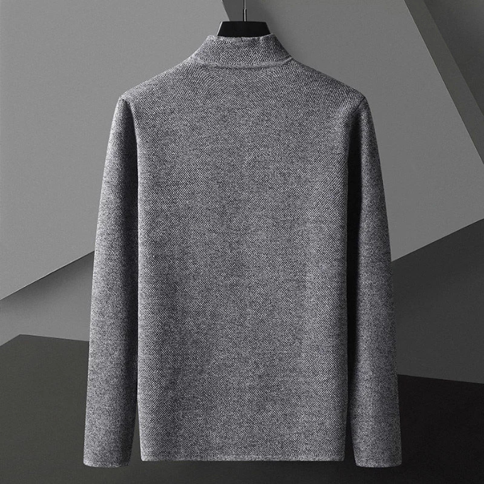 Unisex modern wool cardigan in a minimalist style, ideal for layering and comfort.