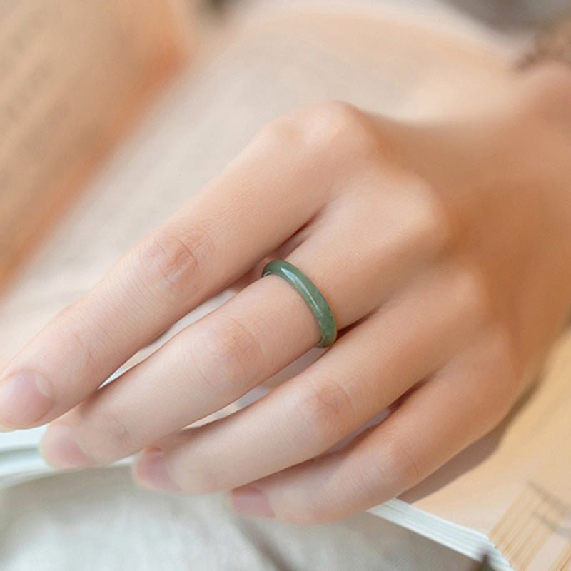 Unisex Natural Jade Prosperity Abundance Ring - 6 Sizes - Lexians