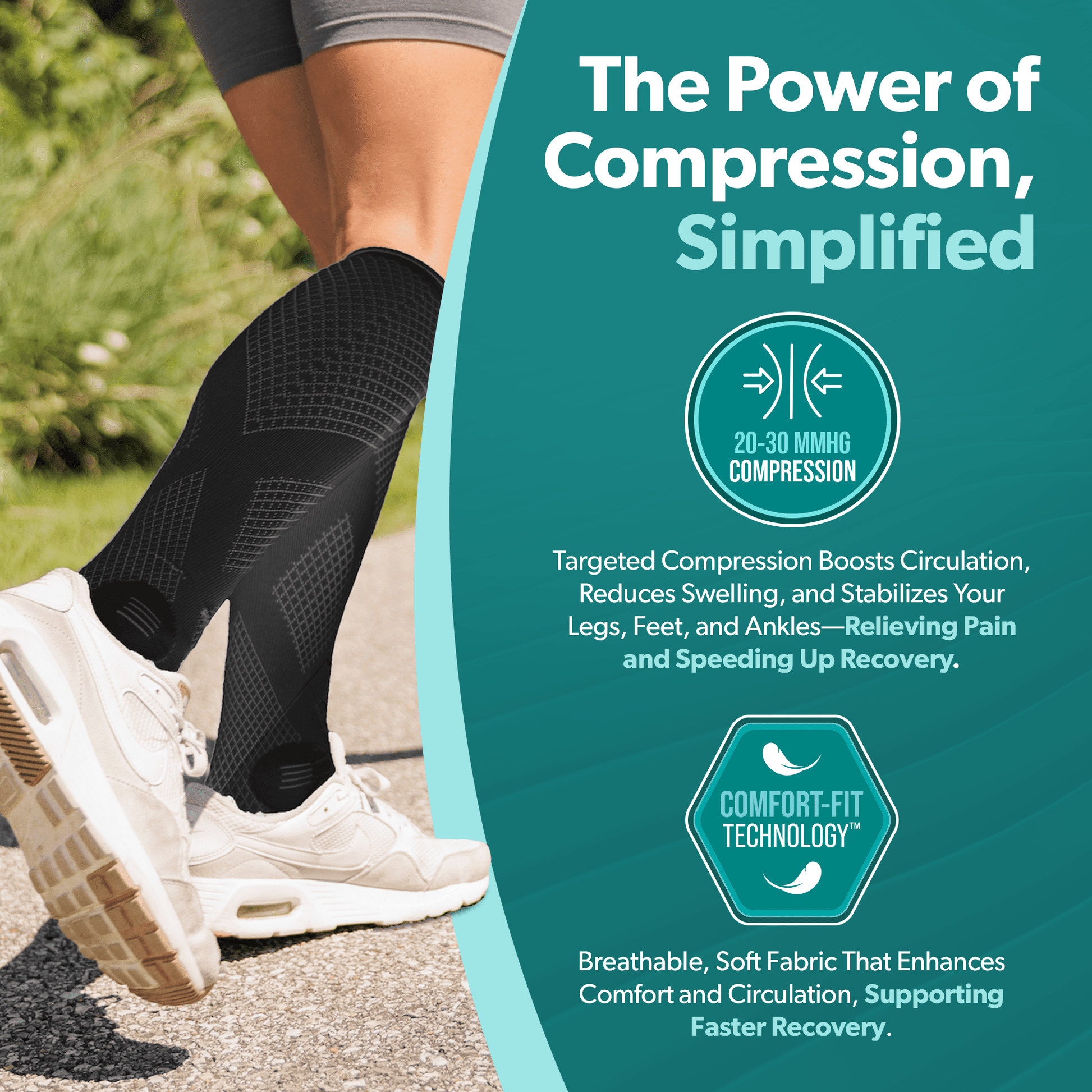 Unisex Open - Toe Knee - High Compression Socks, 20 - 30 mmHg - Lexians