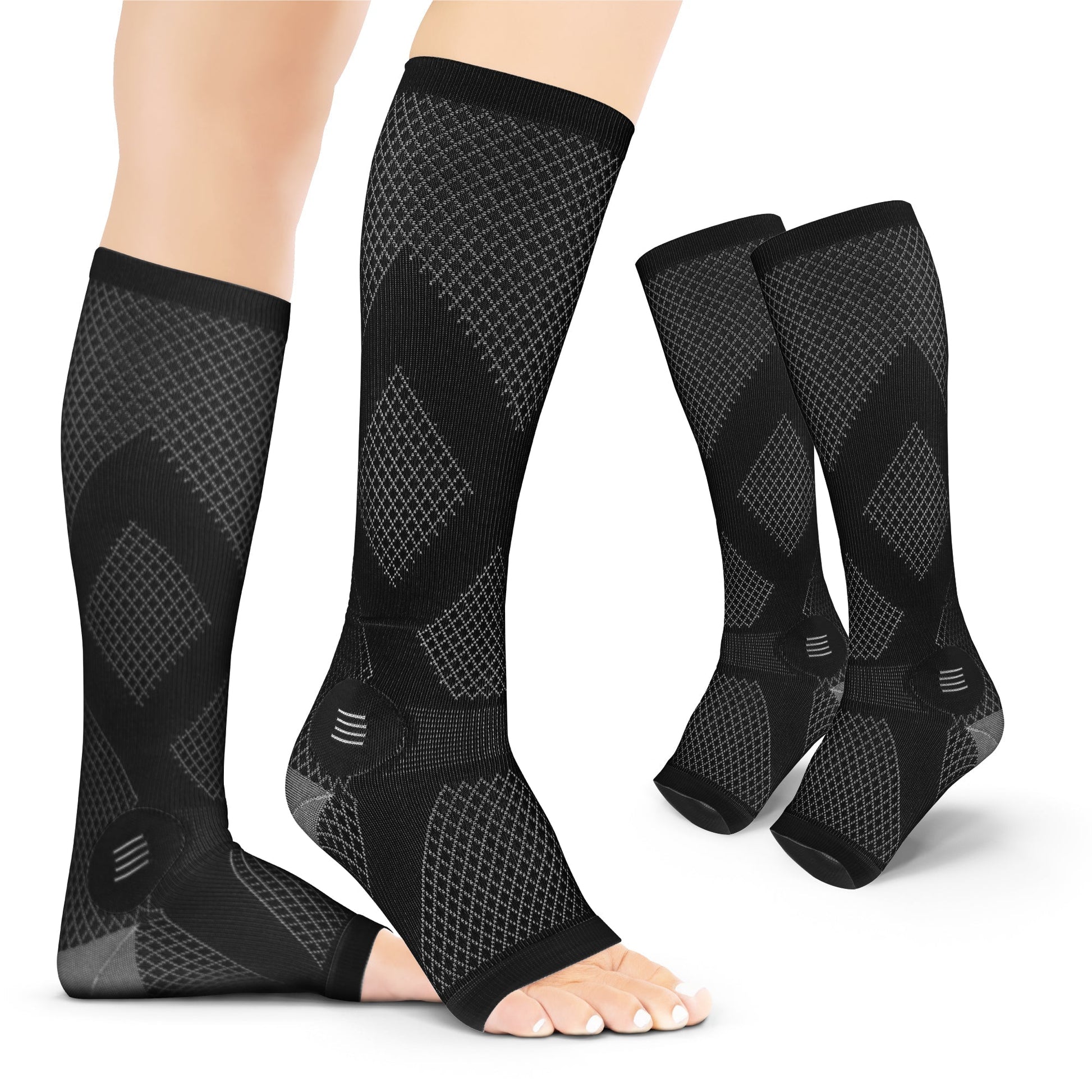 Unisex Open - Toe Knee - High Compression Socks, 20 - 30 mmHg - Lexians