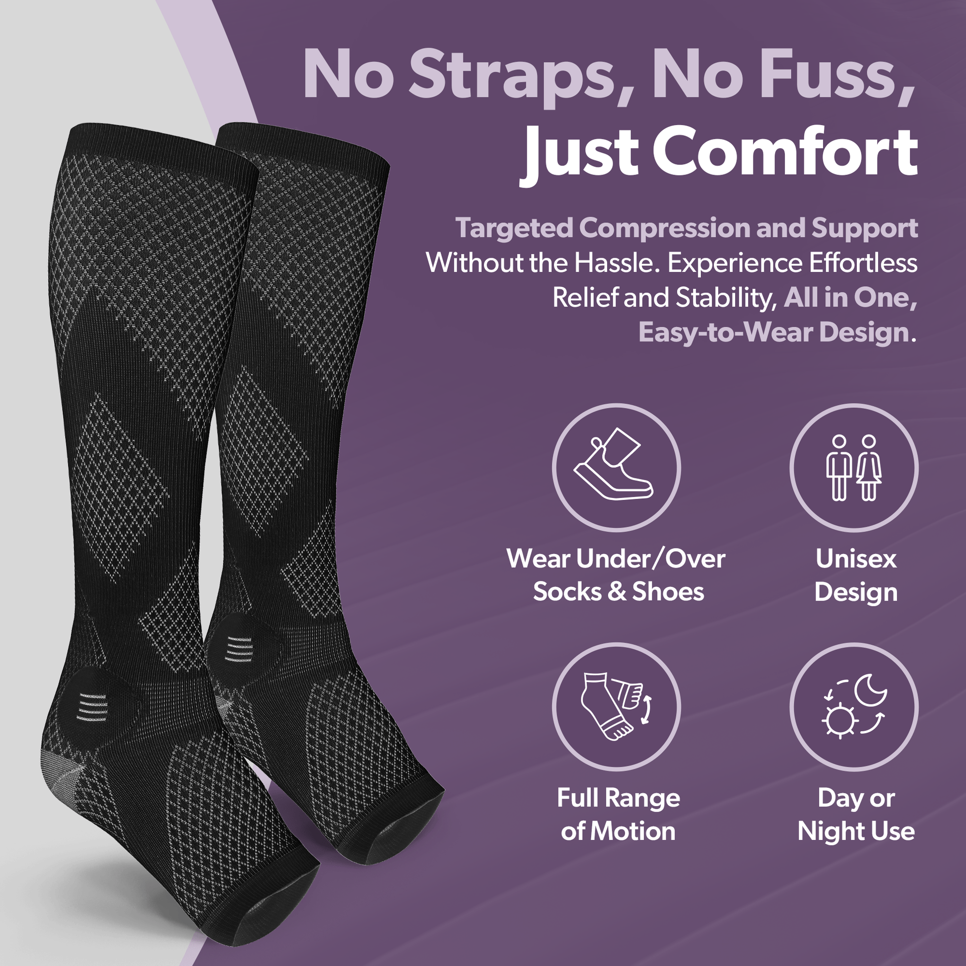 Unisex Open - Toe Knee - High Compression Socks, 20 - 30 mmHg - Lexians