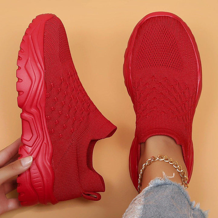 Unisex Orthopedic Cloud Slip-On Shoes in Red Rose, angled view, comfort footwear for casual wear